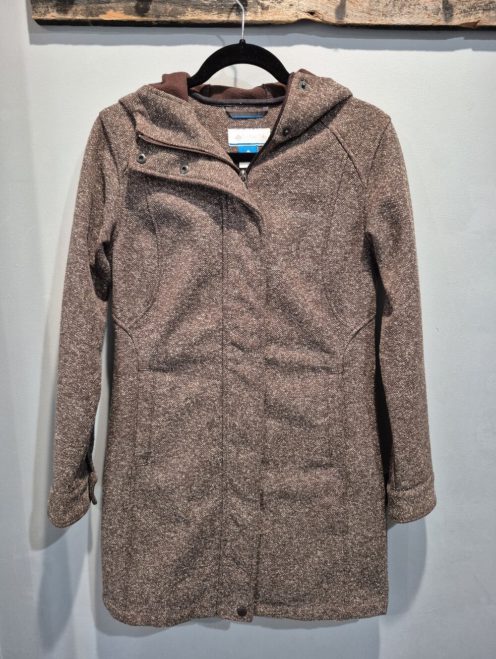Columbia Long Marled Fleece Hooded Jacket - Size L (Fits like M) Heavy And Warm